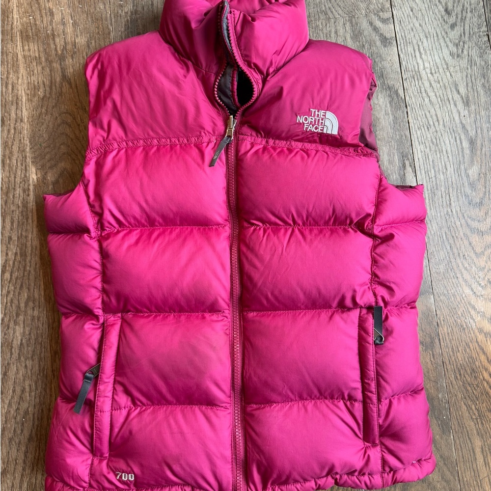 The North Face Pink Puffer Vest with High Collar